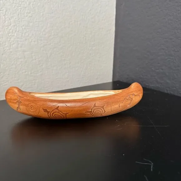 Vintage Ceramic Native American Binishtaa Navajo Canoe Petroglyphs - Picture 2 of 9